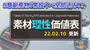 【アークナイツ】一番上を回れ！第九章込み素材理性効率 2022年2月10日版！/Table of Sanity Values