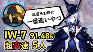 【IW-7/Speedrun】5人で無駄に速すぎる源岩掘り(実質最速)  超高速周回 ボイロ実況 アークナイツ/Arknights Orirock Speedrun 91.48sec